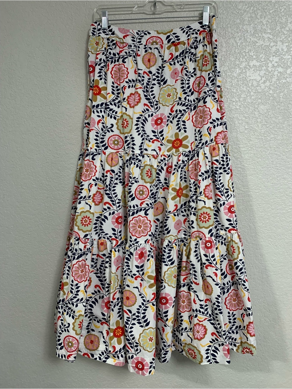 Boden Skirt Womens 8P Poplin Floral Tiered Maxi Pockets Preppy Boho Festival - Picture 2 of 11